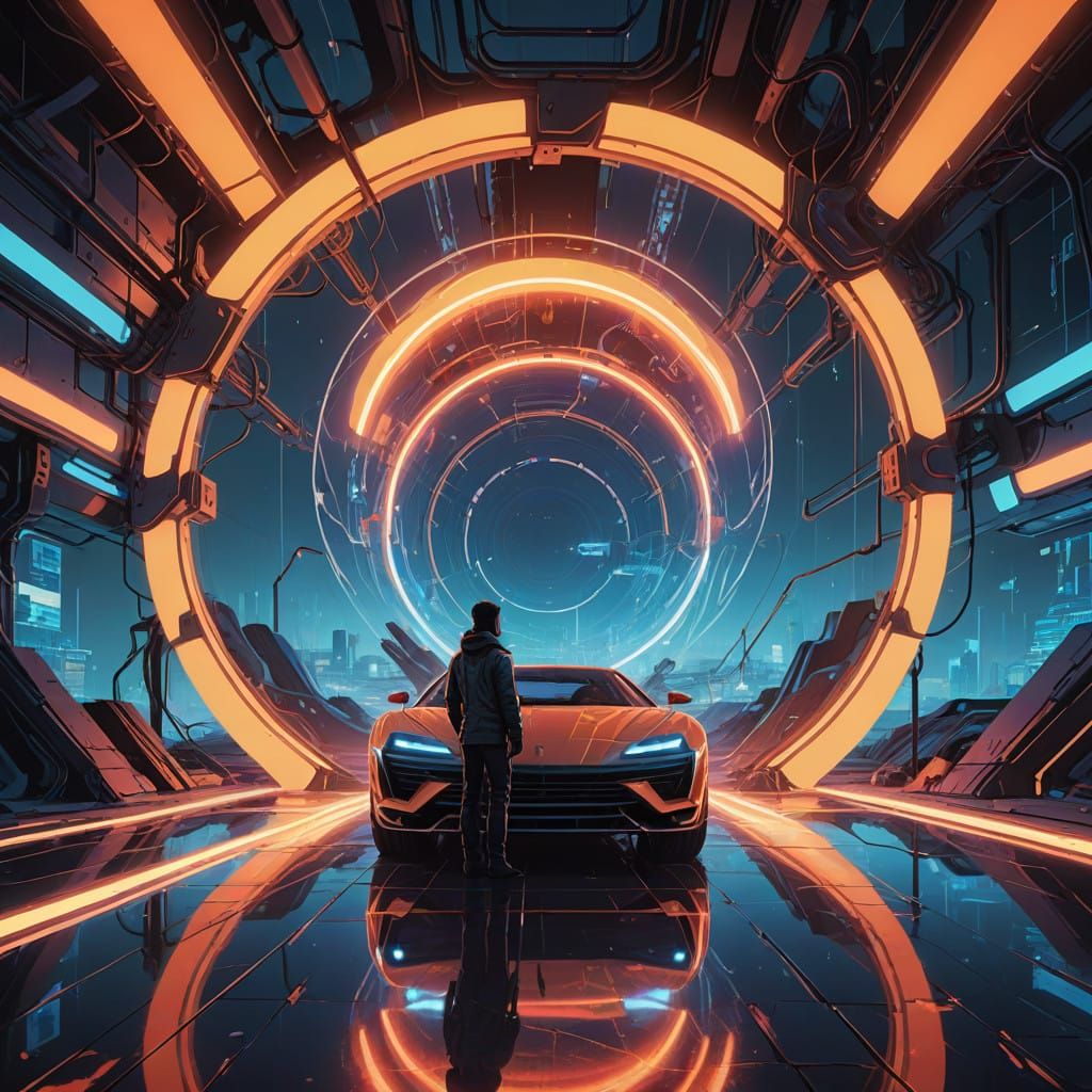 Retro-Futuristic Neon Number 5