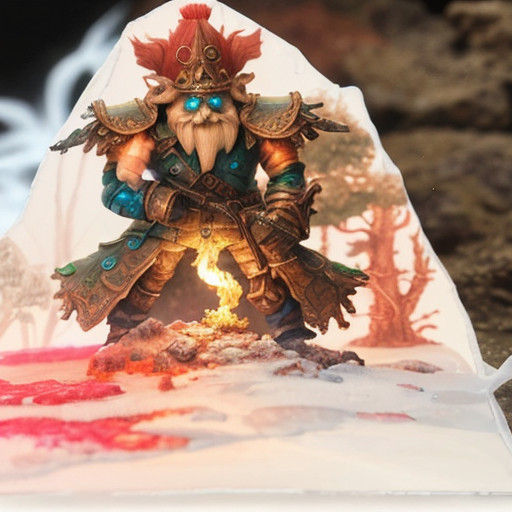 Ethereal Gnome Warrior in a Microbial Fantasy Realm