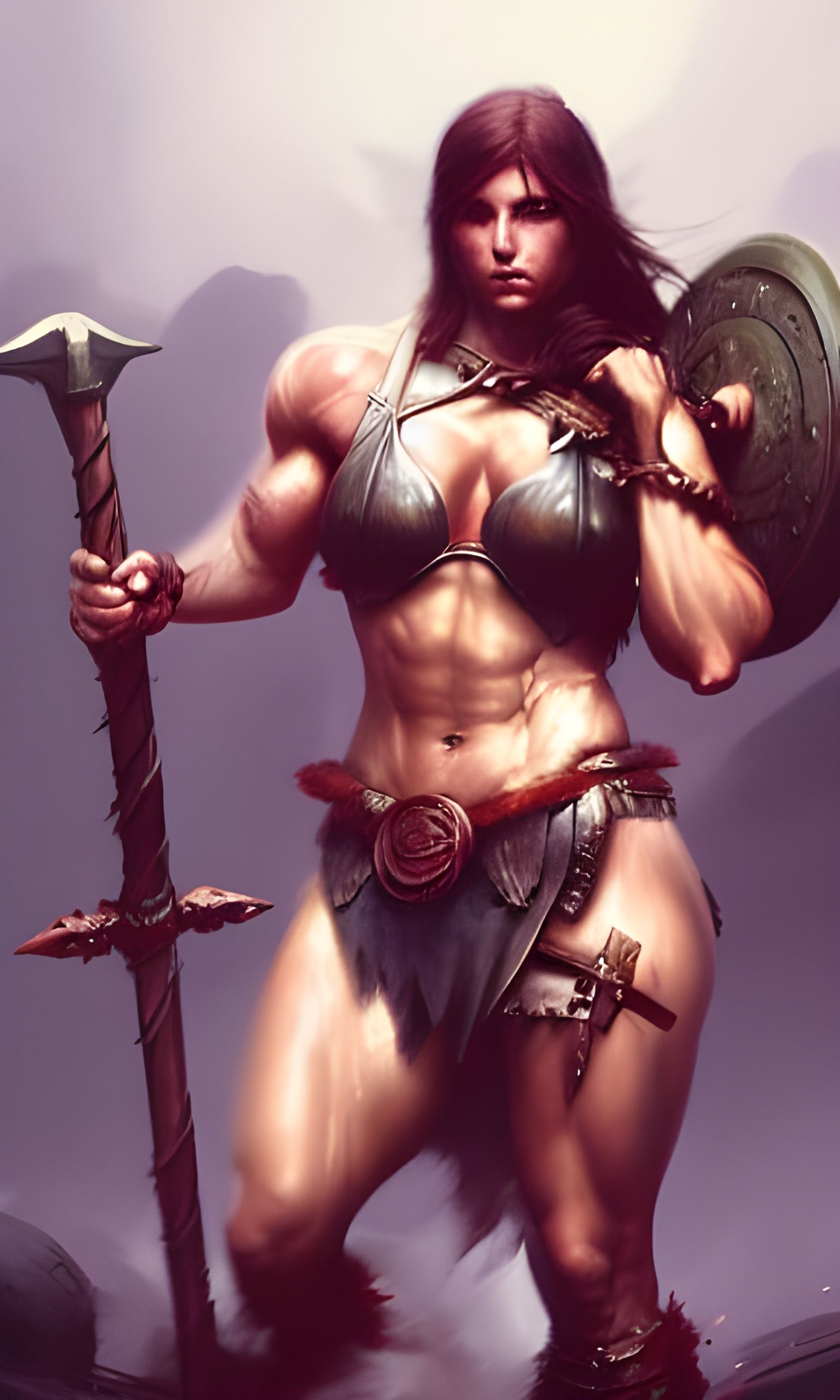 Fantasy Barbarian Warrioress in Dark Fantasy Style