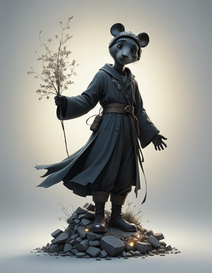 Surreal Cartoon Mouse Portrait