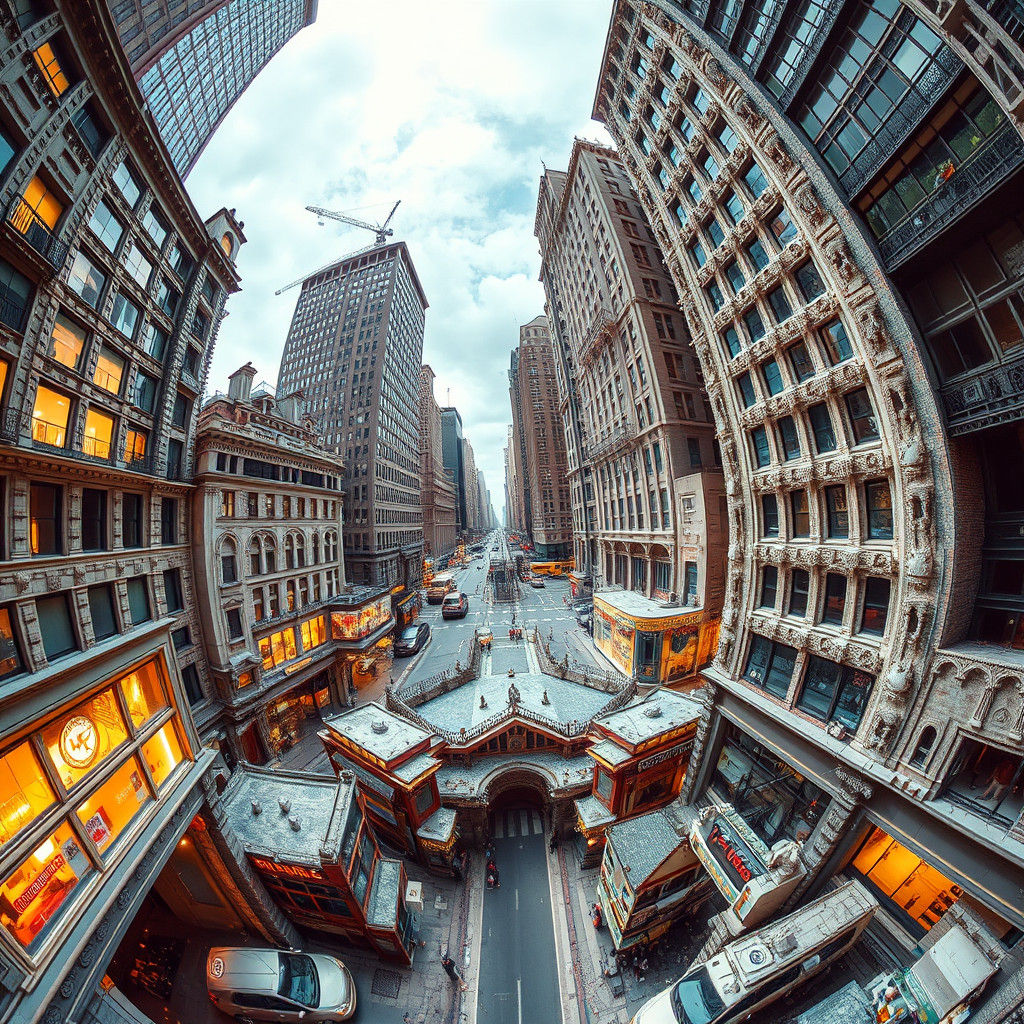 Fractal Anamorphosis Cityscape Generated by AI