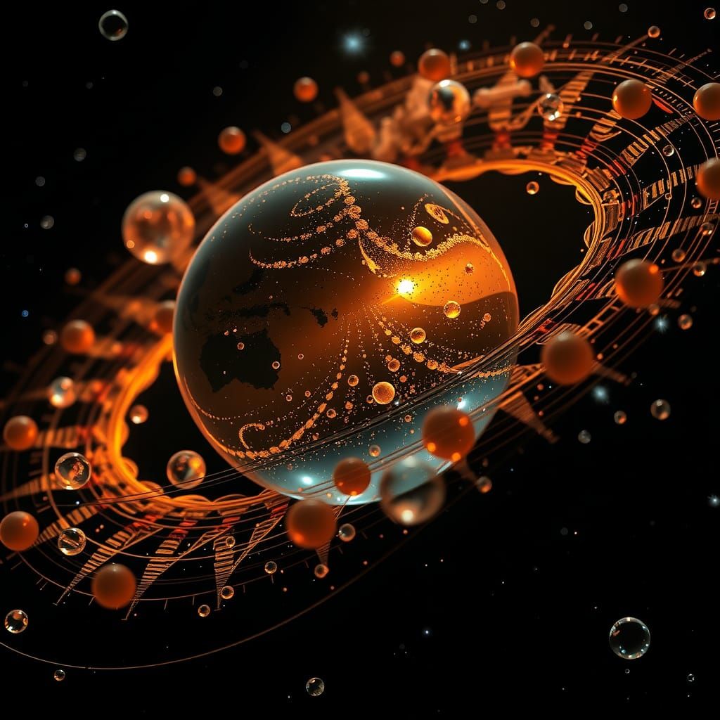 Glass Solar System in Space: Hyperrealistic 64MP Render