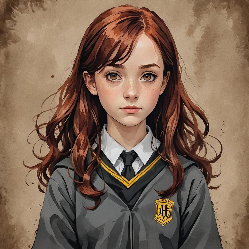 Girl with Red Hair in Uniform: Abstract Digital Portrait
