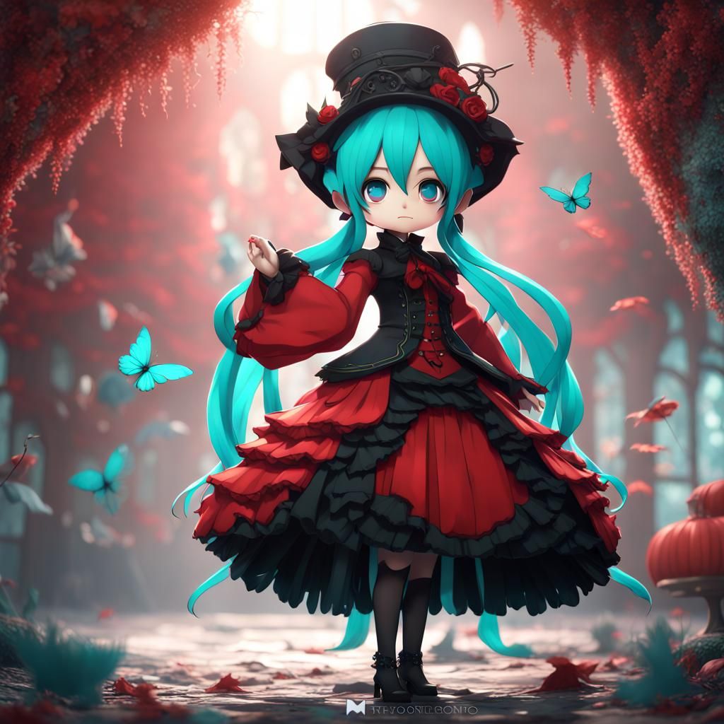 Chibi Hatsune Miku Fairy in Victorian Dress