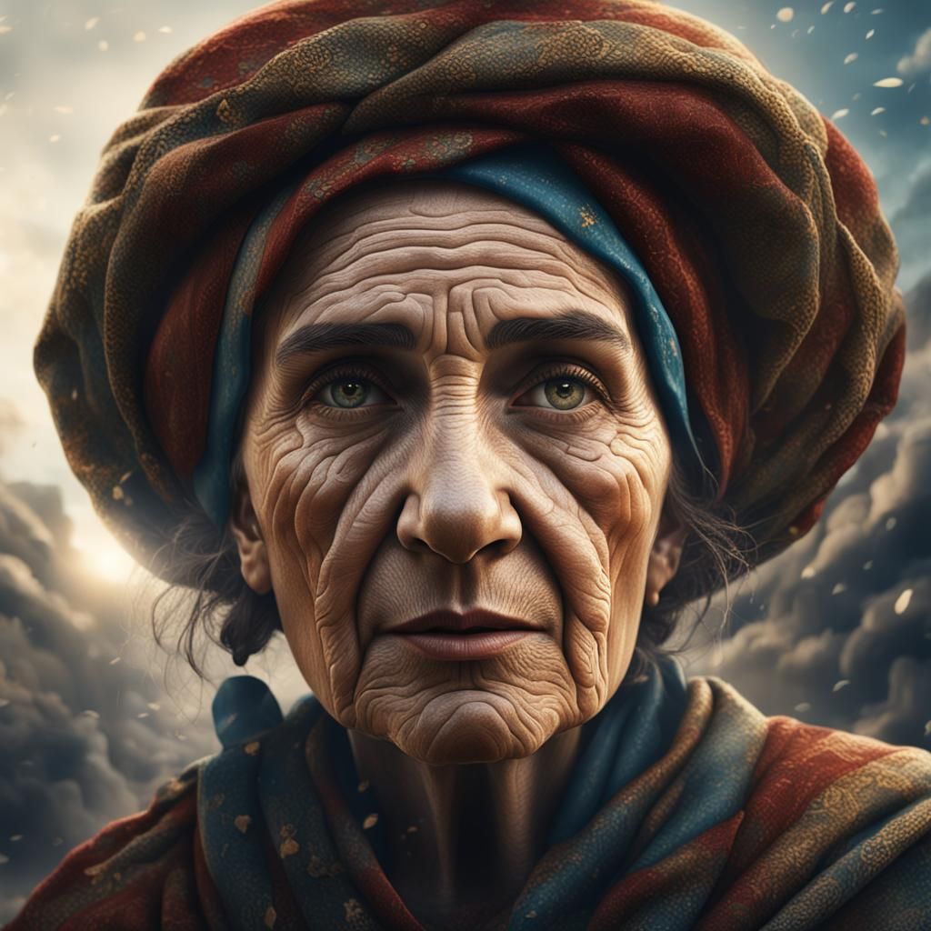 Resilient Jewish Woman: Double Exposure Portrait