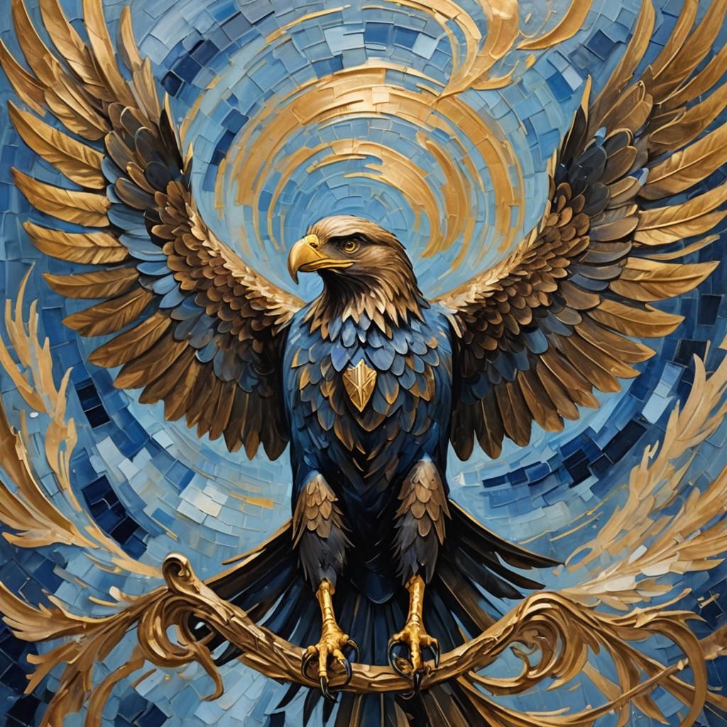Ravenclaw Eagle Logo in Impressionist Impasto Style