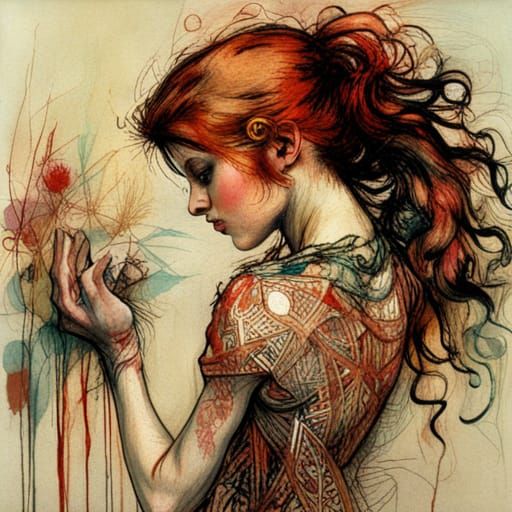 Whimsical Illustration with Abstract Modern Art