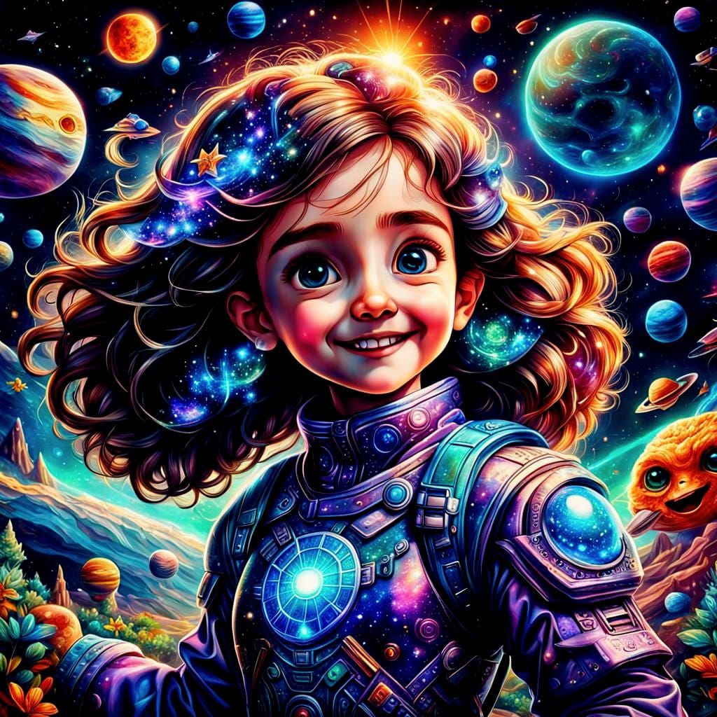 Cosmic Astral Illustration of Happy Characters