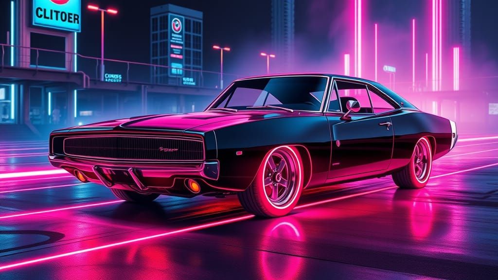 Tron-Inspired 1969 Dodge Charger in Cyberpunk Style
