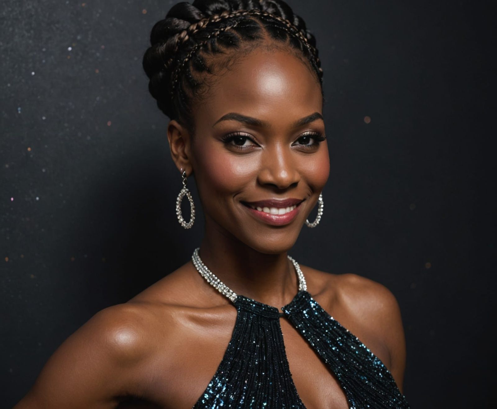 Photorealistic Portrait of a Woman with White Braided Hair