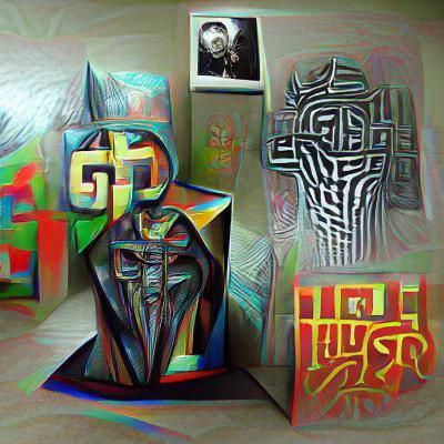 Surreal Low Poly Graffiti Christ in Cubist Style