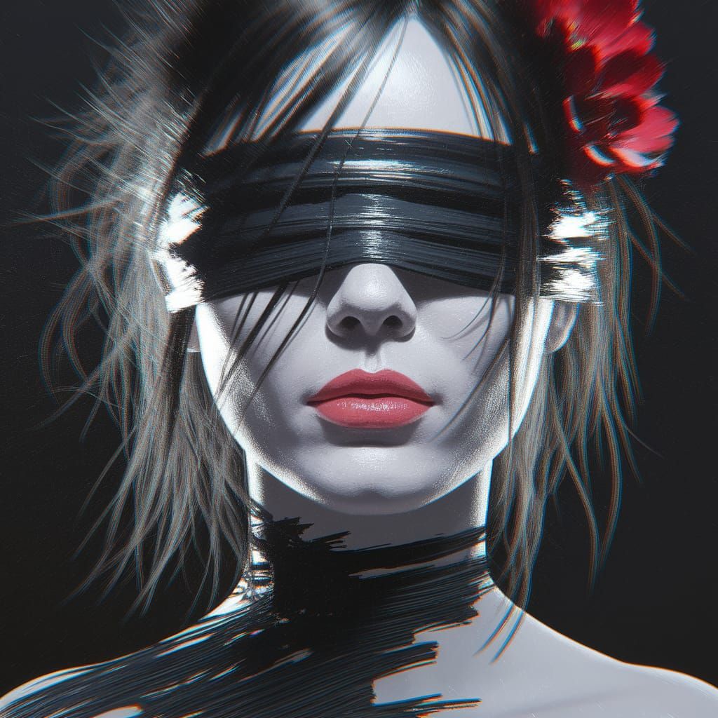 Glitching Portrait of a Mysterious Woman