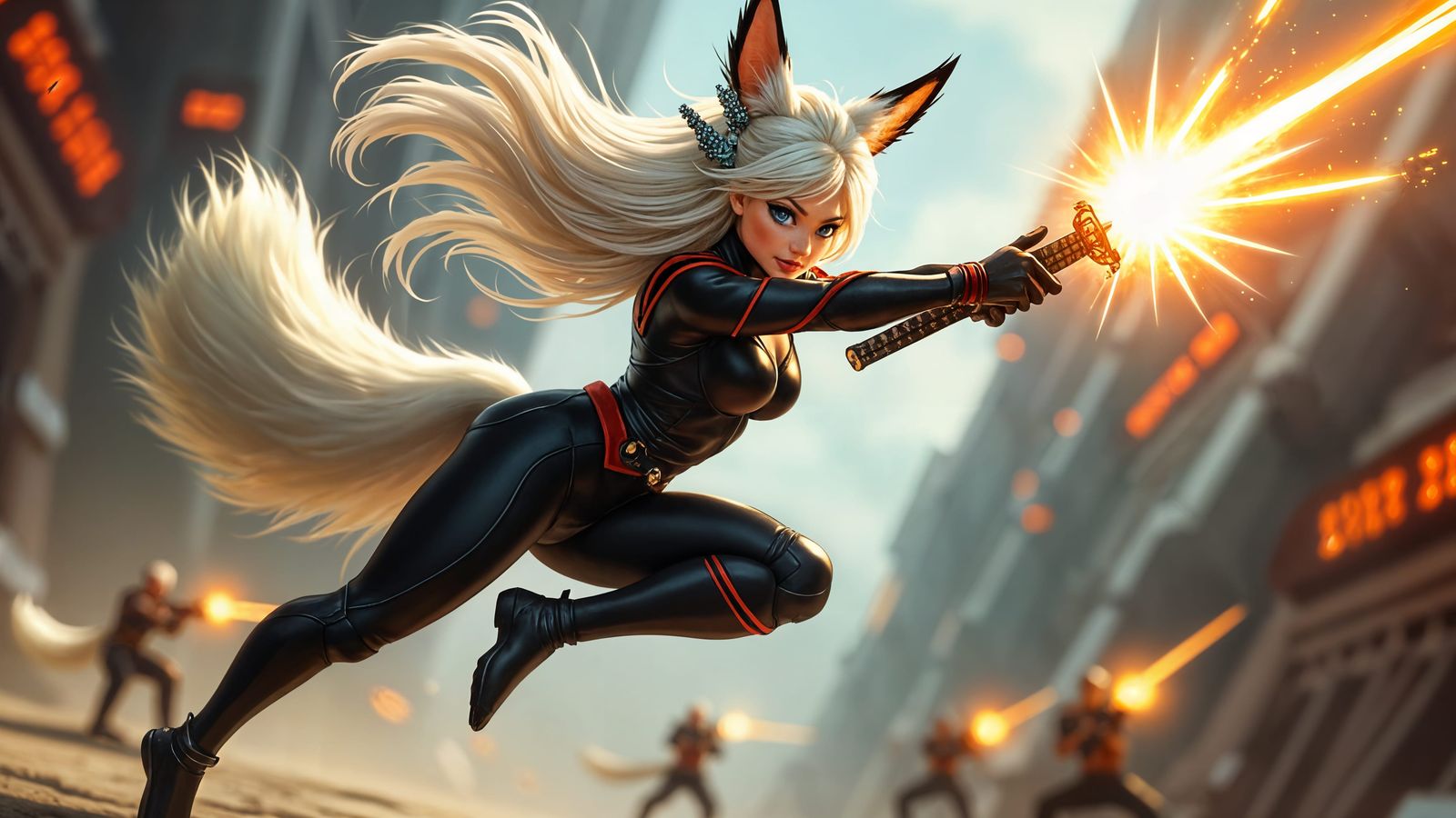 Kitsunes? Agile as minx, able to cut a beam attack with thei...