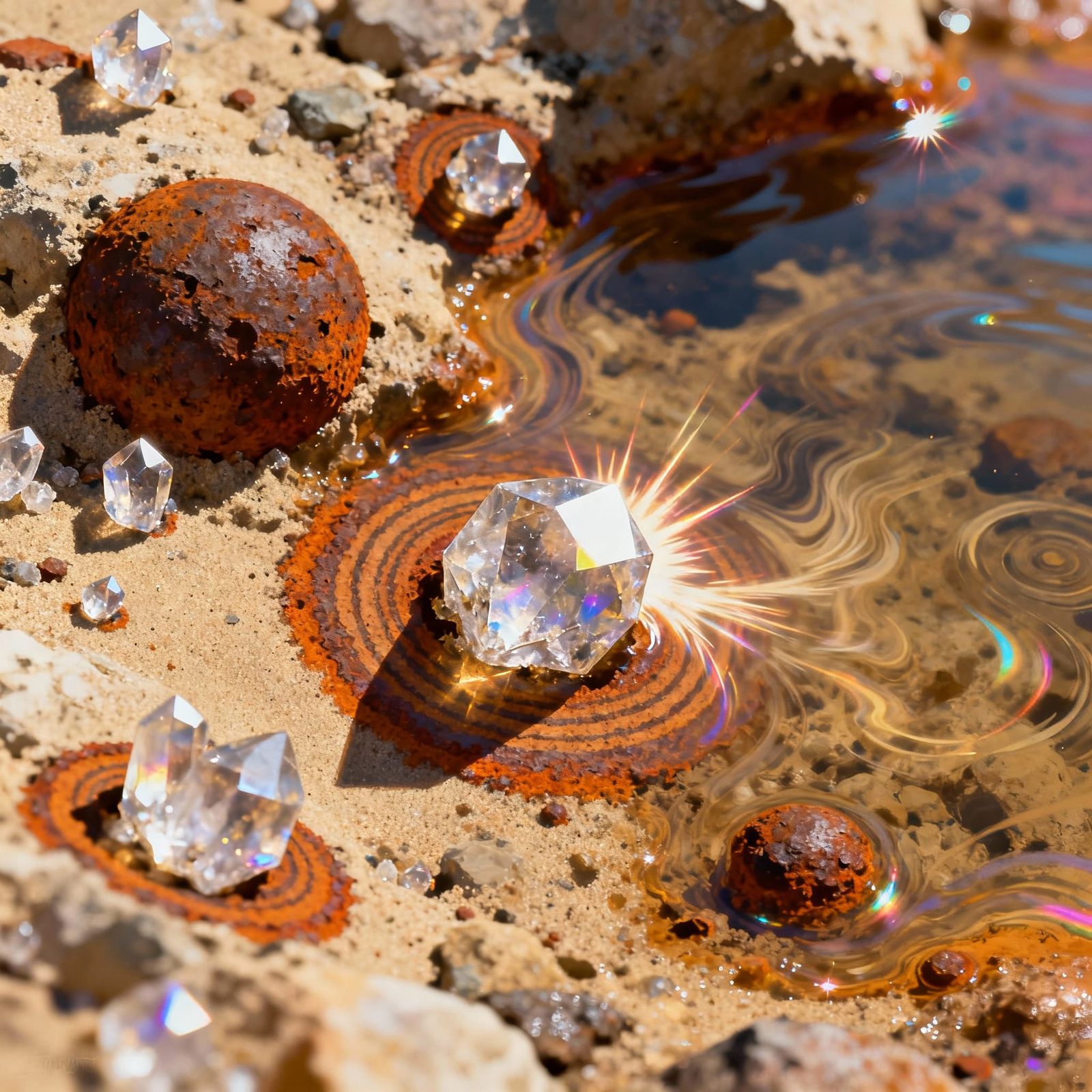 Quartz Crystals in Sandstone with Iron Formations in Energiz...