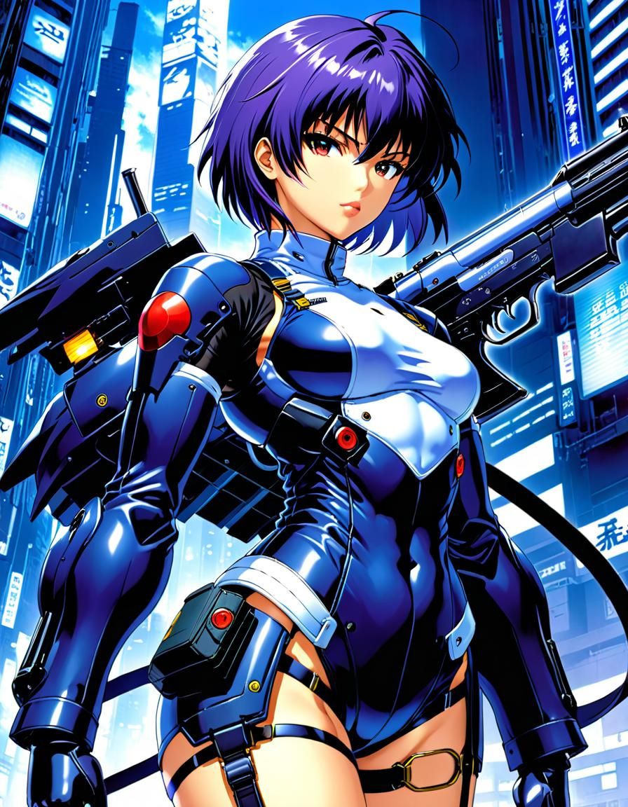 Motoko Kusanagi Illustration in Shirow Style