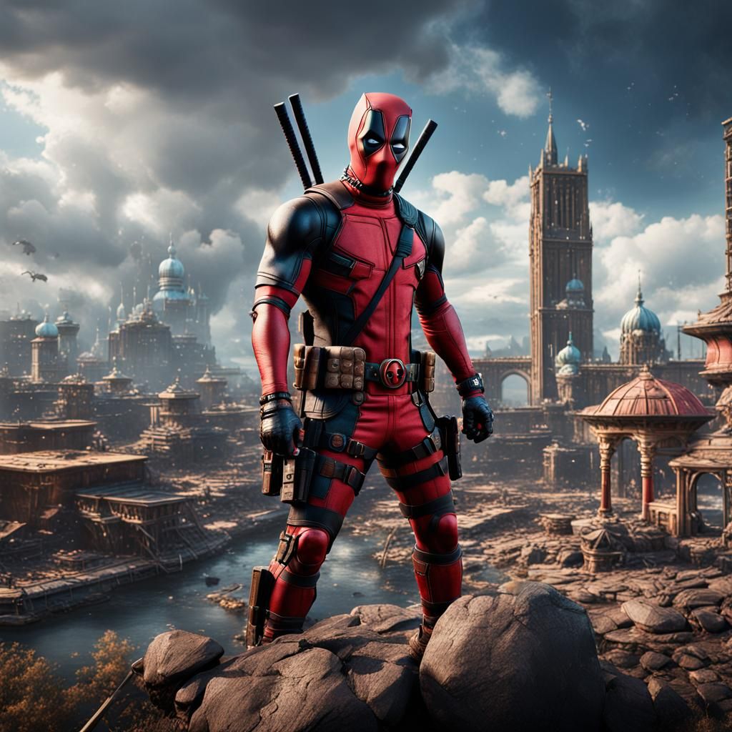 Detailed Deadpool Matte Painting in Unreal Engine 5