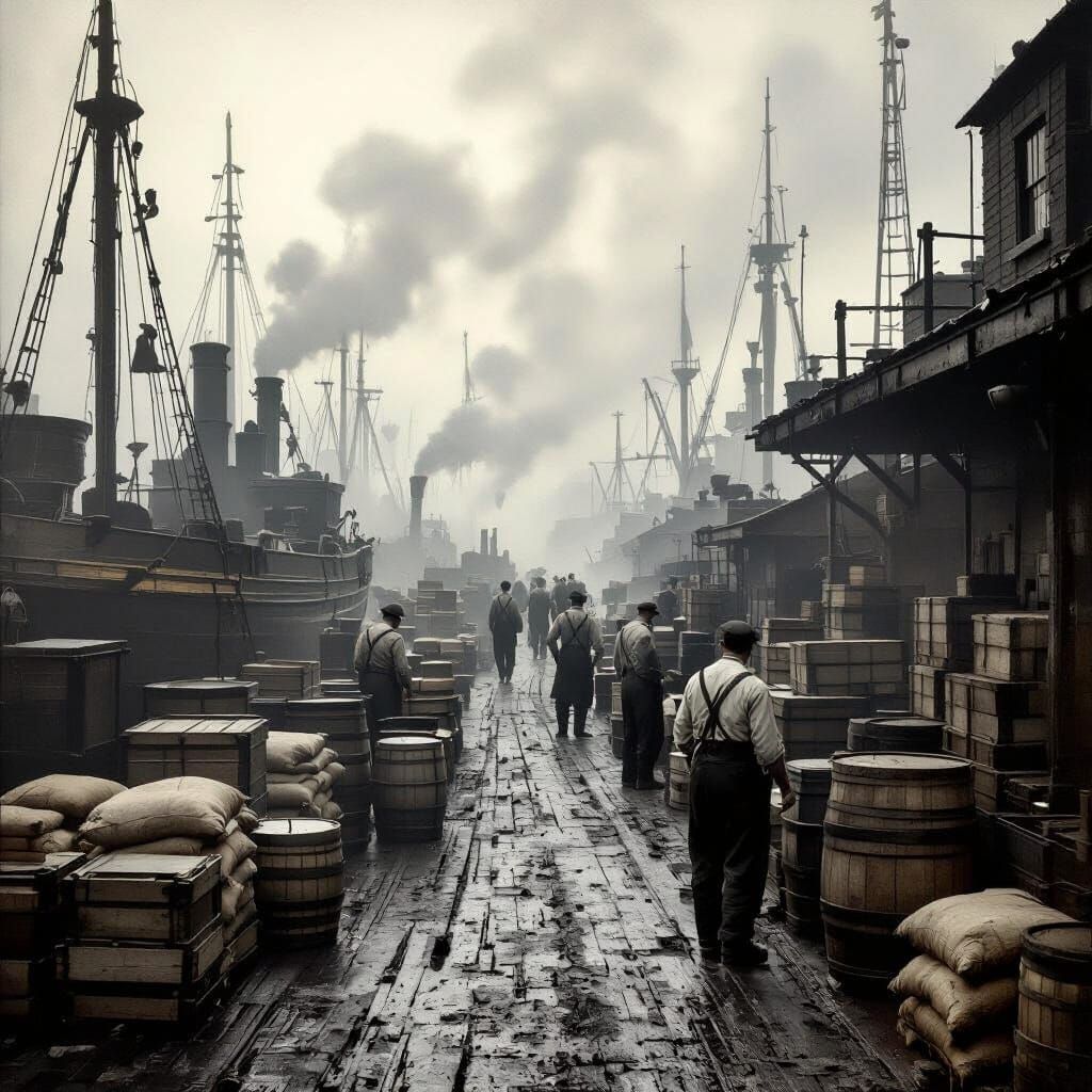 London Docks, 1874: A Victorian Industrial Scene