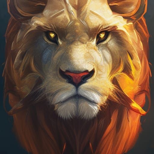 Hyperdetailed Dragon Lion Portrait in Art Nouveau Style