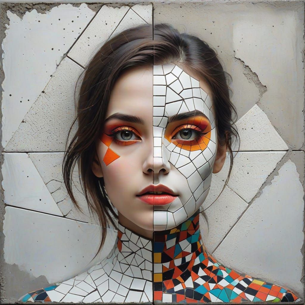 Abstract Portrait with Geometric Makeup Art