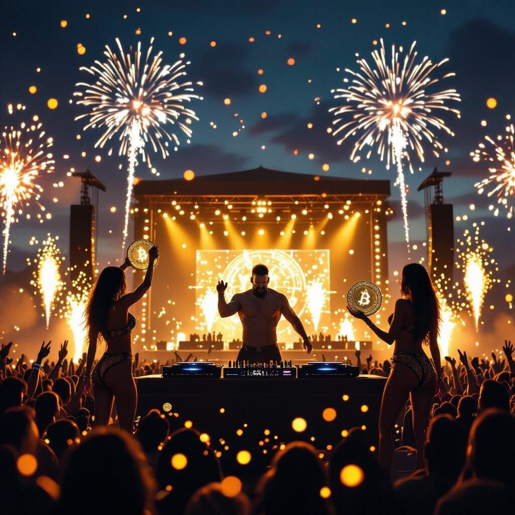 Muscular DJ Rocks Luxury Crypto Festival Stage