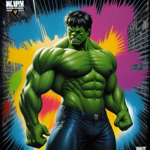 Hulk Superhero Comic Book Cover Illustration