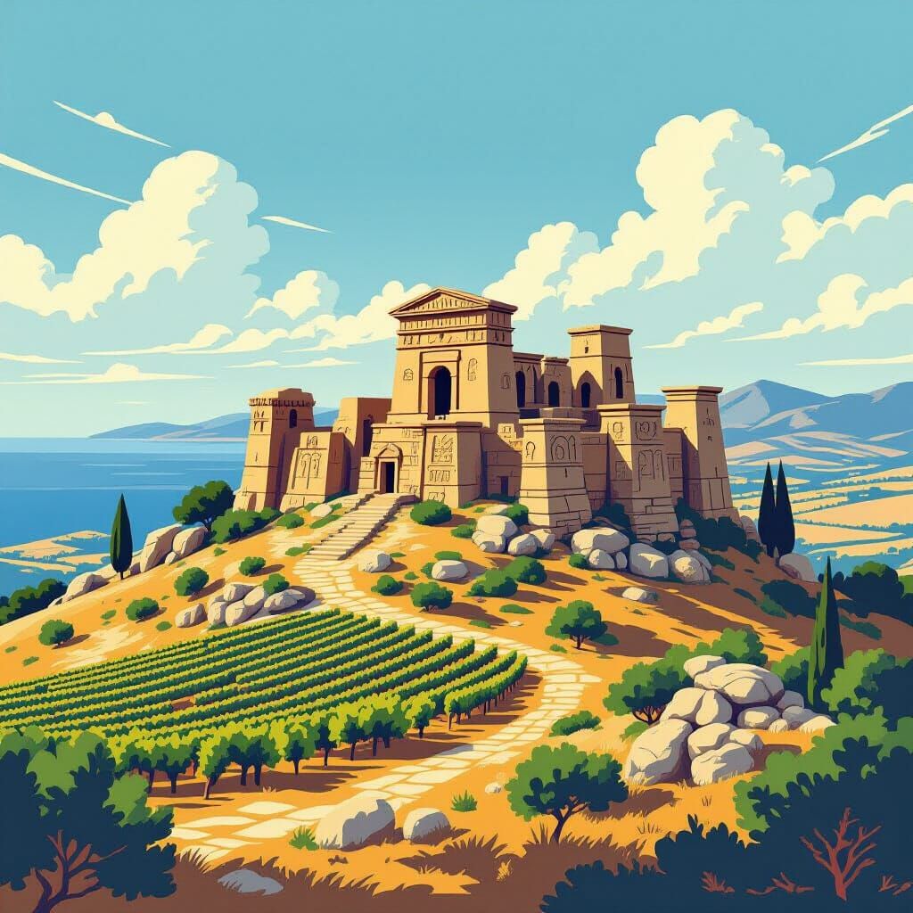 Sardinian Nuragic Complex Overlooking the Mediterranean