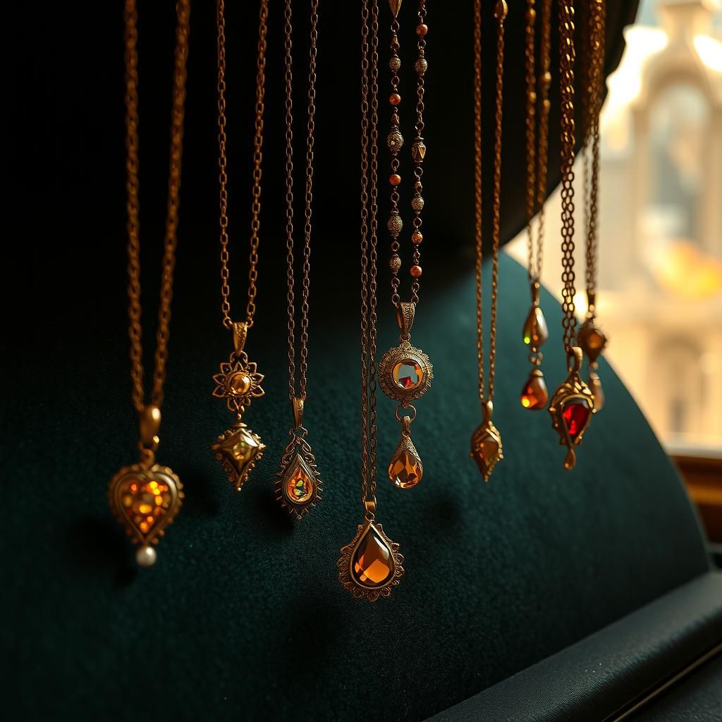 Gemstone Pendants in Art Nouveau Style