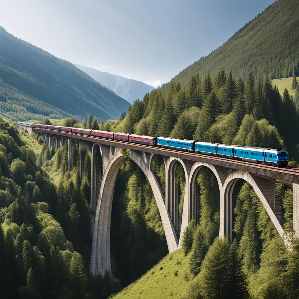 Scenic Train Journey Through Mountainous Terrain