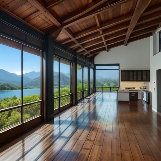 Futuristic Self-Cleaning House with Mountain View