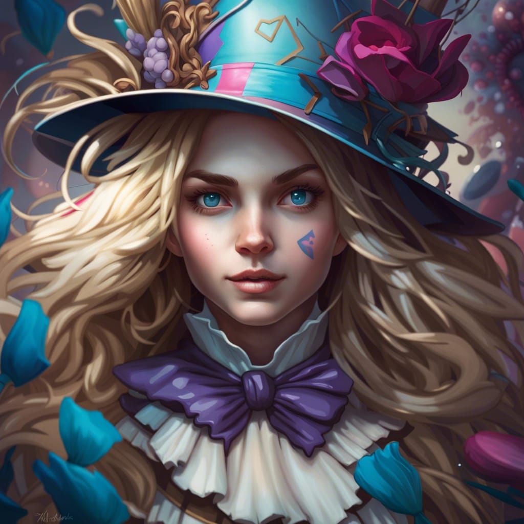 Alice in Wonderland Portrait in Art Nouveau Style