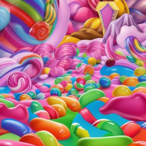 Candy Wolf in Hyperrealistic Digital Illustration