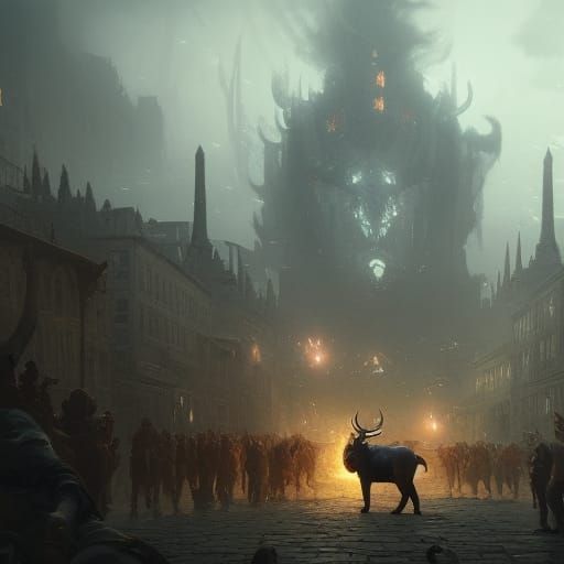 Dark Fantasy Minotaur Militia Concept Art in Unreal Engine