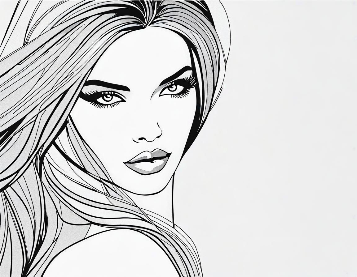 Adriana Lima: Minimalist One-Line Cell Shaded Art