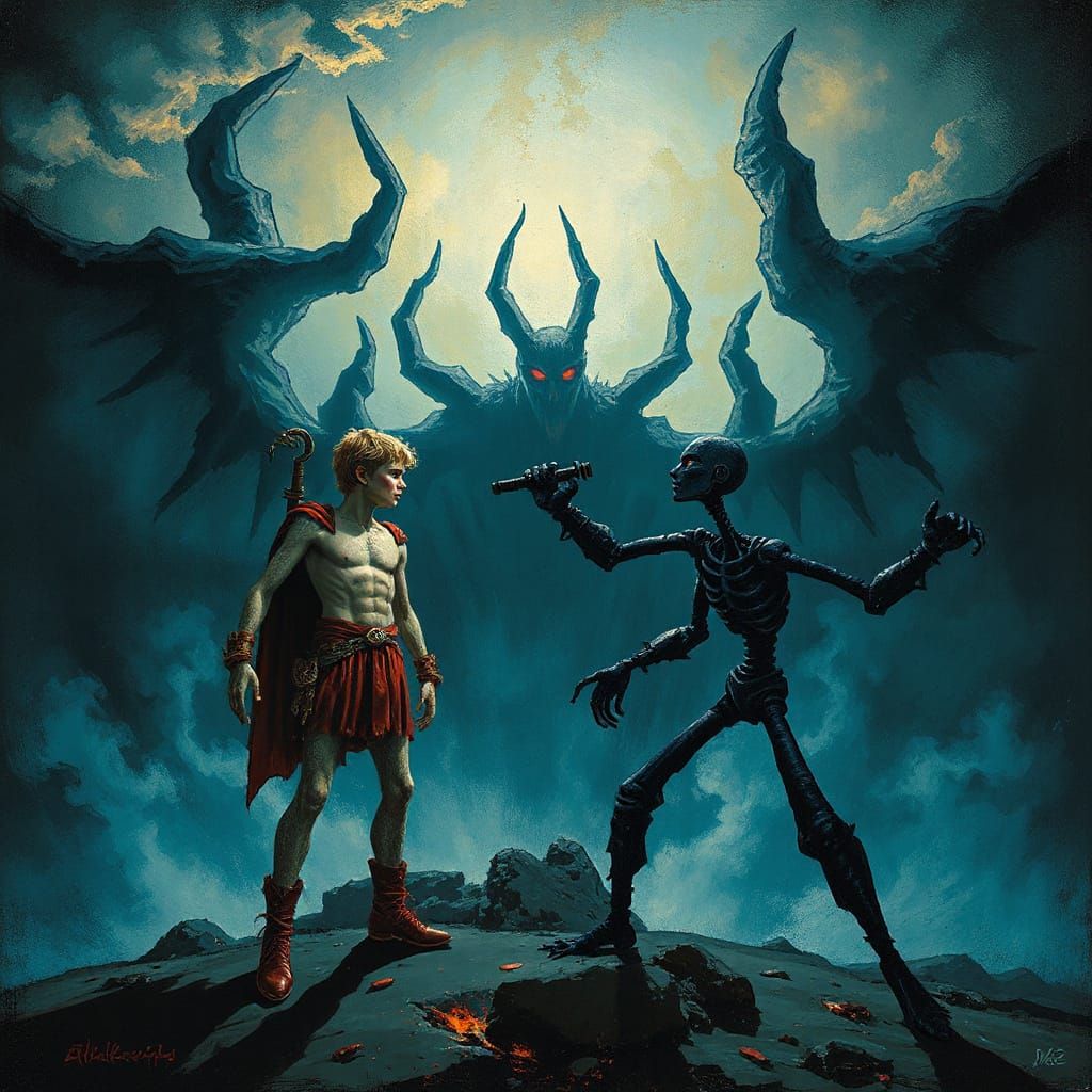 Ikarus and Ulysses: A Moody, Dreamlike Illustration