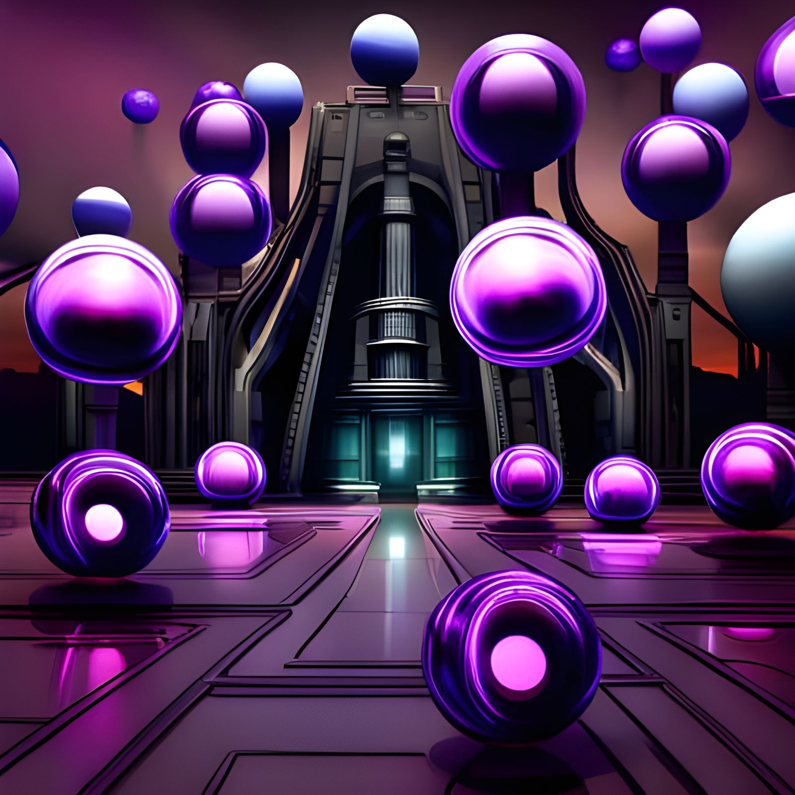 Bioluminescent Metal Ball in Purple Nebula: Steampunk Diesel...