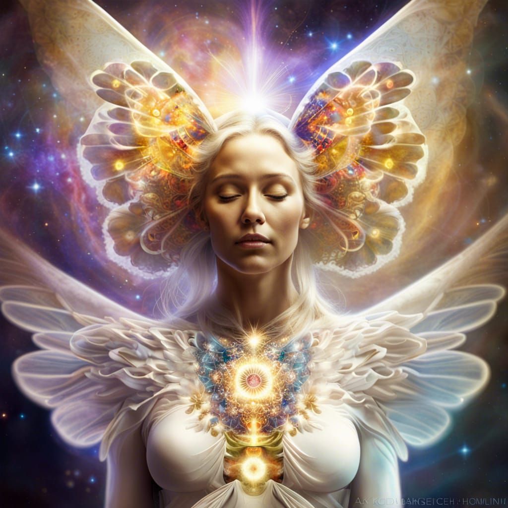 Glowing Angel: Kundalini Explosion in Sacred Geometry