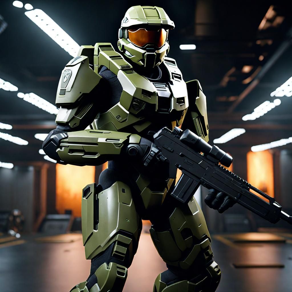 Master Chief in UNSC Base: 3D Game Cinematic