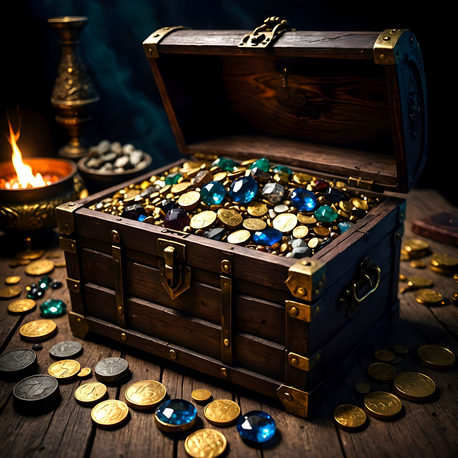 Hidden Treasure Chest Revealed by Firelight
