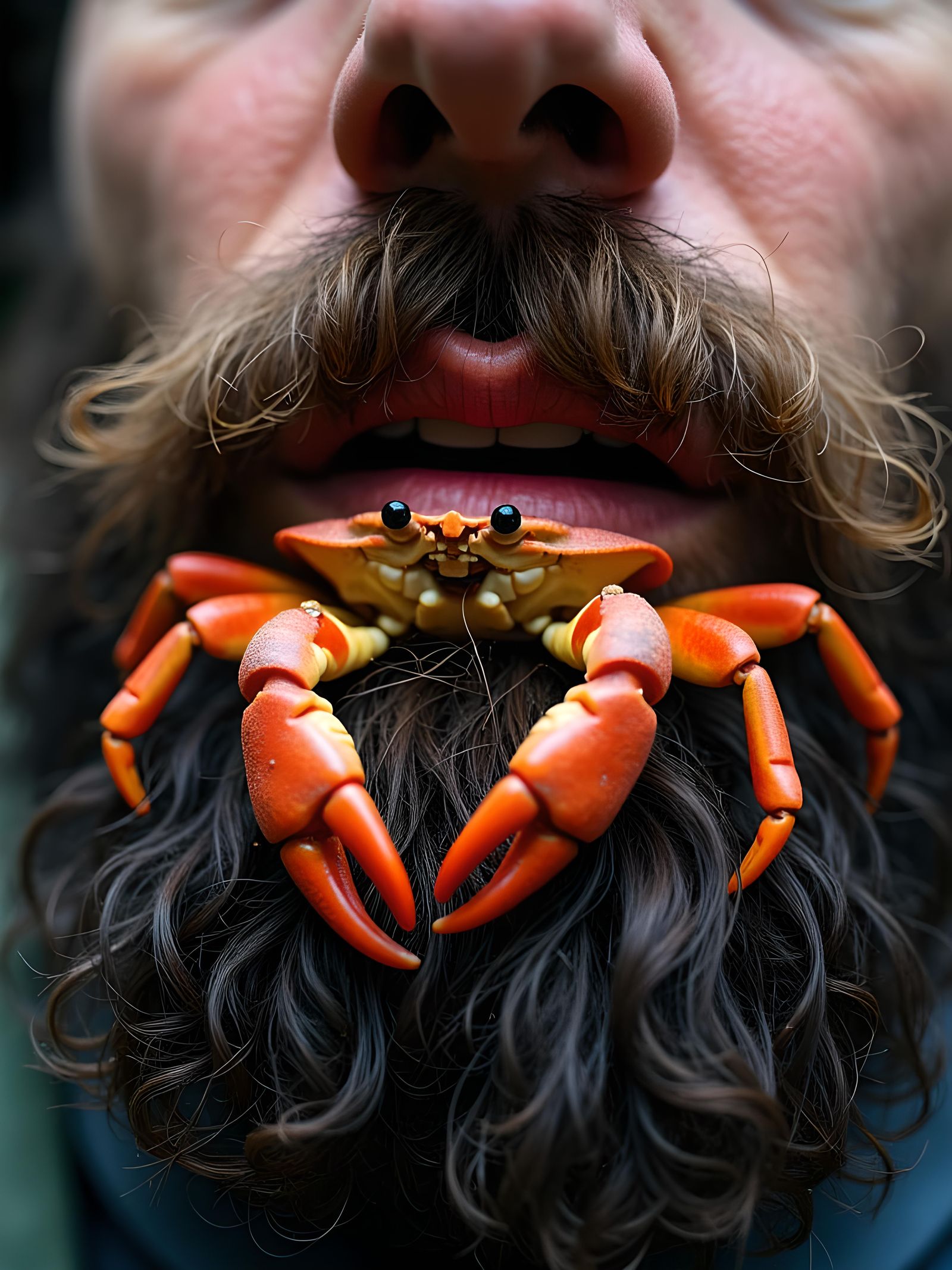 Crabs Living in a Man's Beard