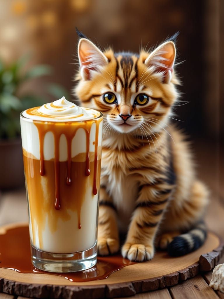 <lora:Abstract Painterly:0.8> <lora:Earth and wash:0.8>  Photorealistic chocolate brown kitten with rich warm brown fur ...