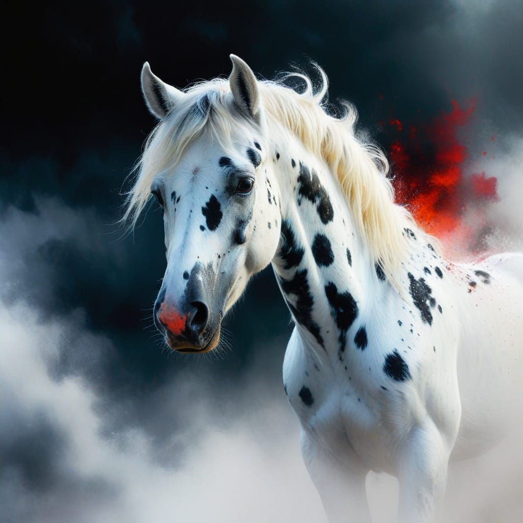 Autumn Appaloosa Stallion in Mystical Fog