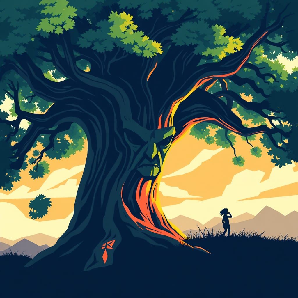 Great Deku Tree: Minimalist 3D Vector Art