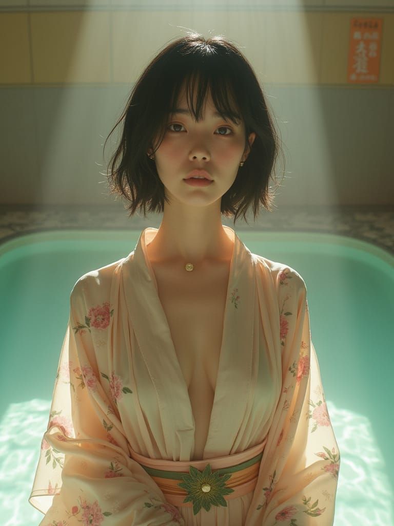 Japanese Woman in Kimono: Surreal Portrait