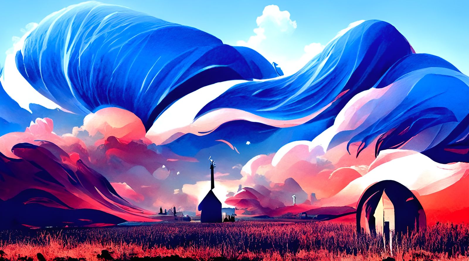 Surreal Fantasy Landscape with Blue Plains