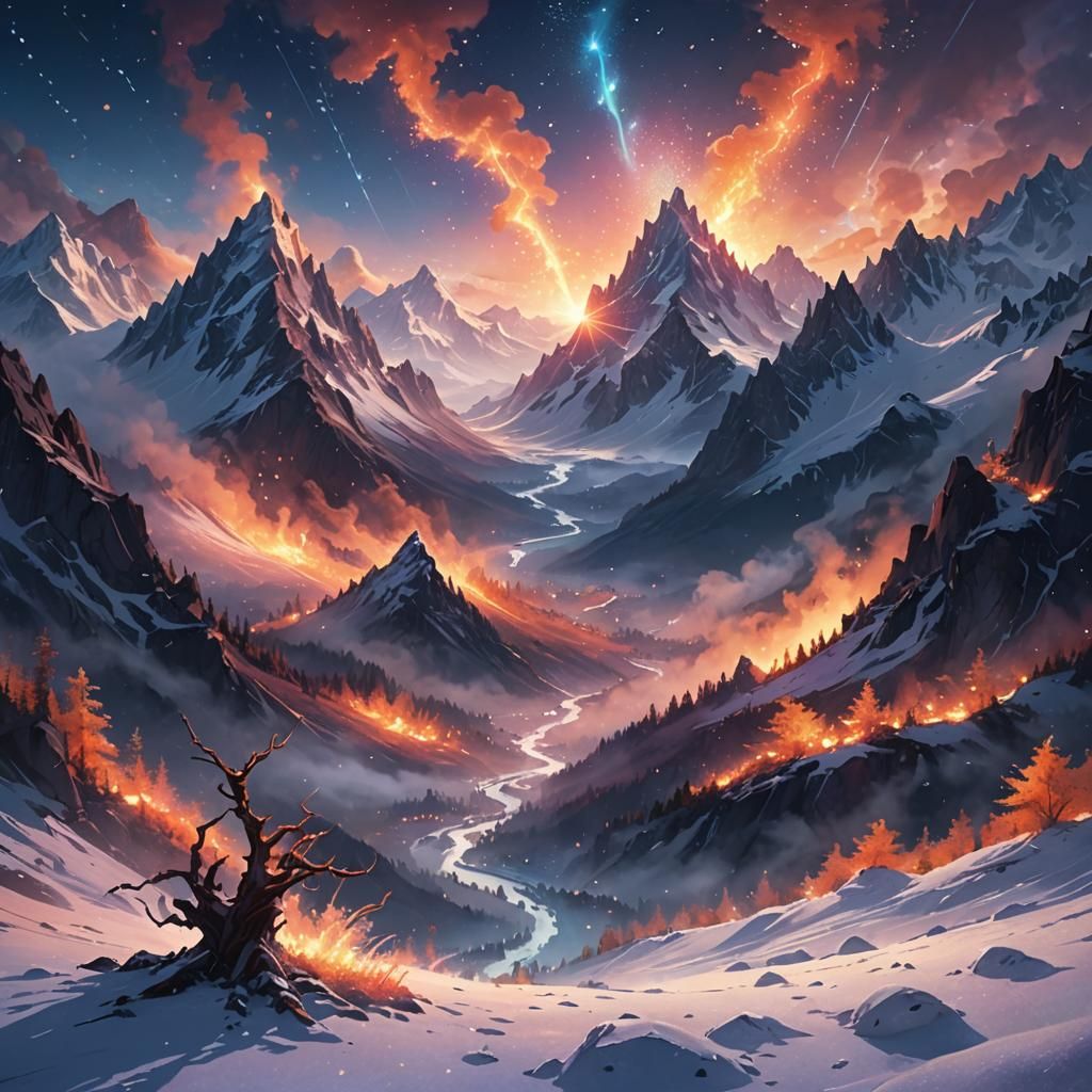 Mystical Valley with Glowing Mist, Digital Art