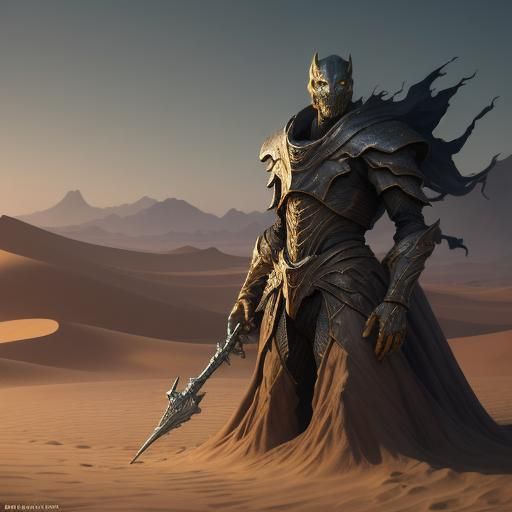 Quicksand Wraith in Arid Landscape: Oil Painting