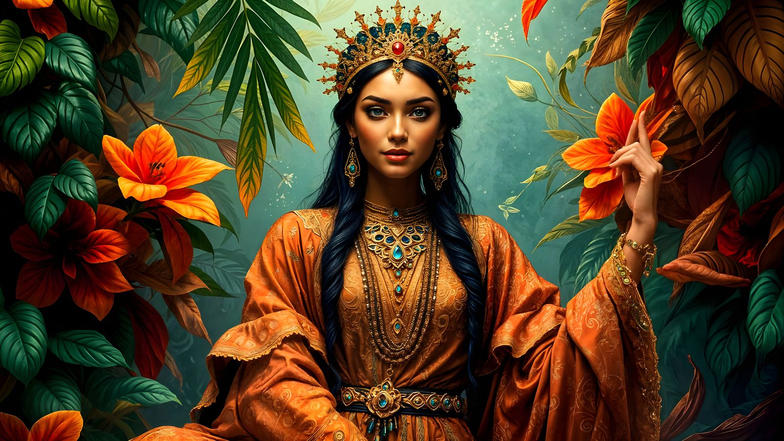 Vibrant Babylonian Goddess with Intricate Details