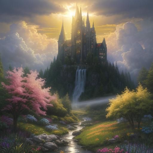 Golden Meadow: A Graffiti Art Fantasy Landscape