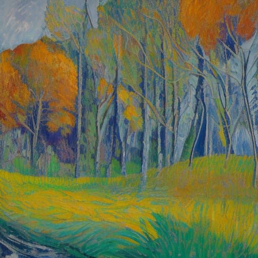 Ethereal Dawn Landscape in Cubist Style