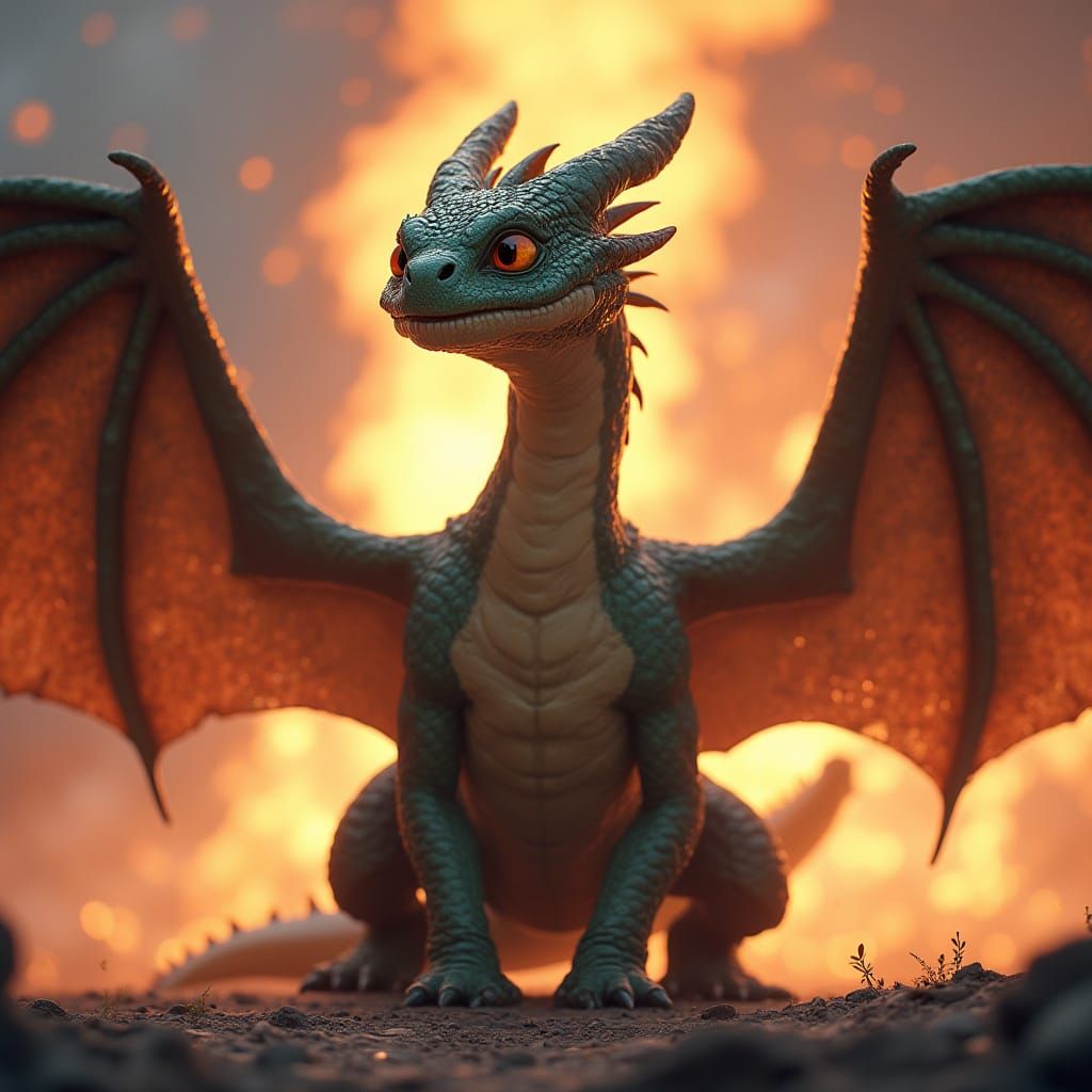 Dragon Unleashes Fiery Fury in 3D, Pixar-Inspired Style